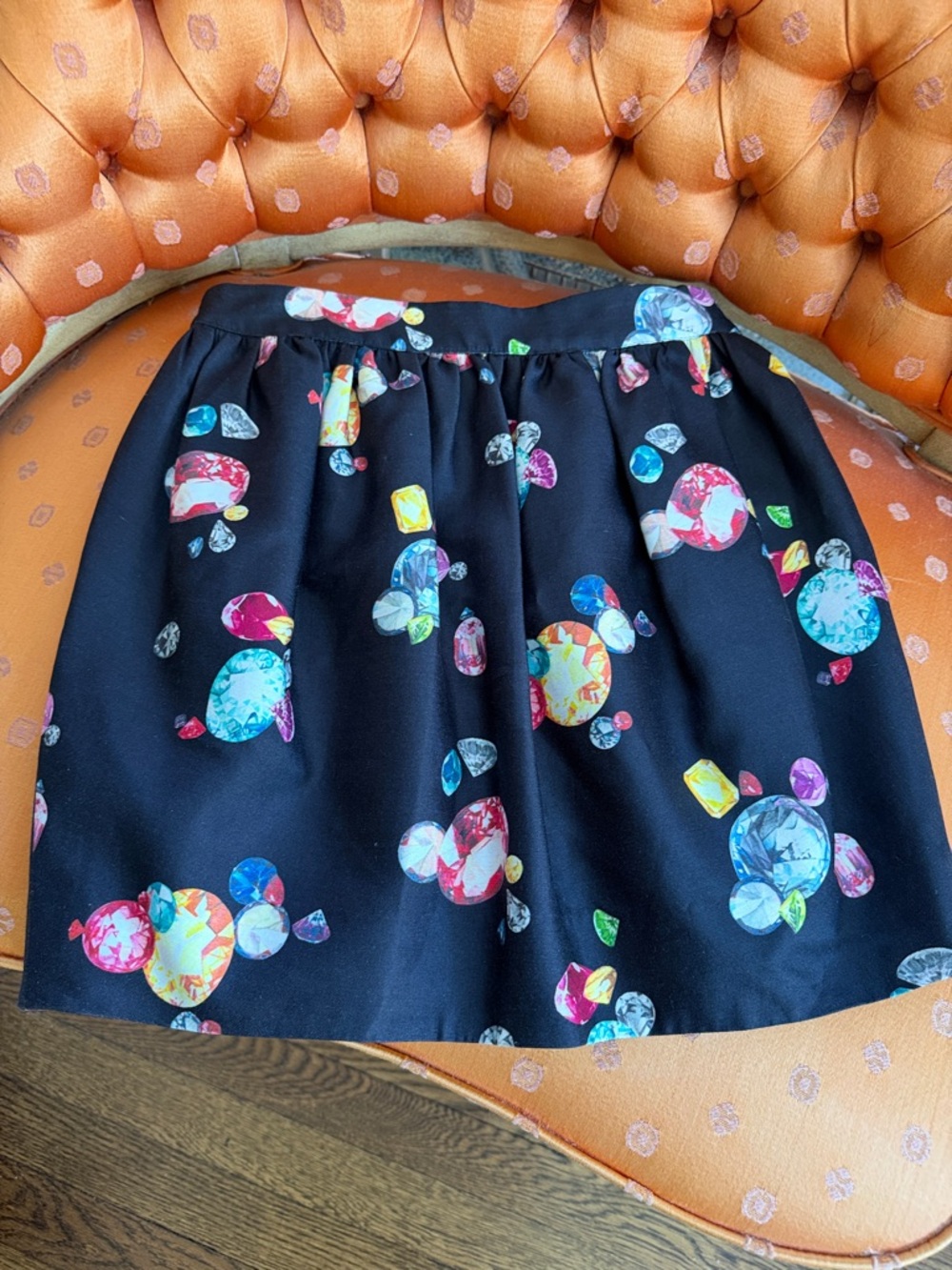kate spade Black Gem-Print Skater Skirt